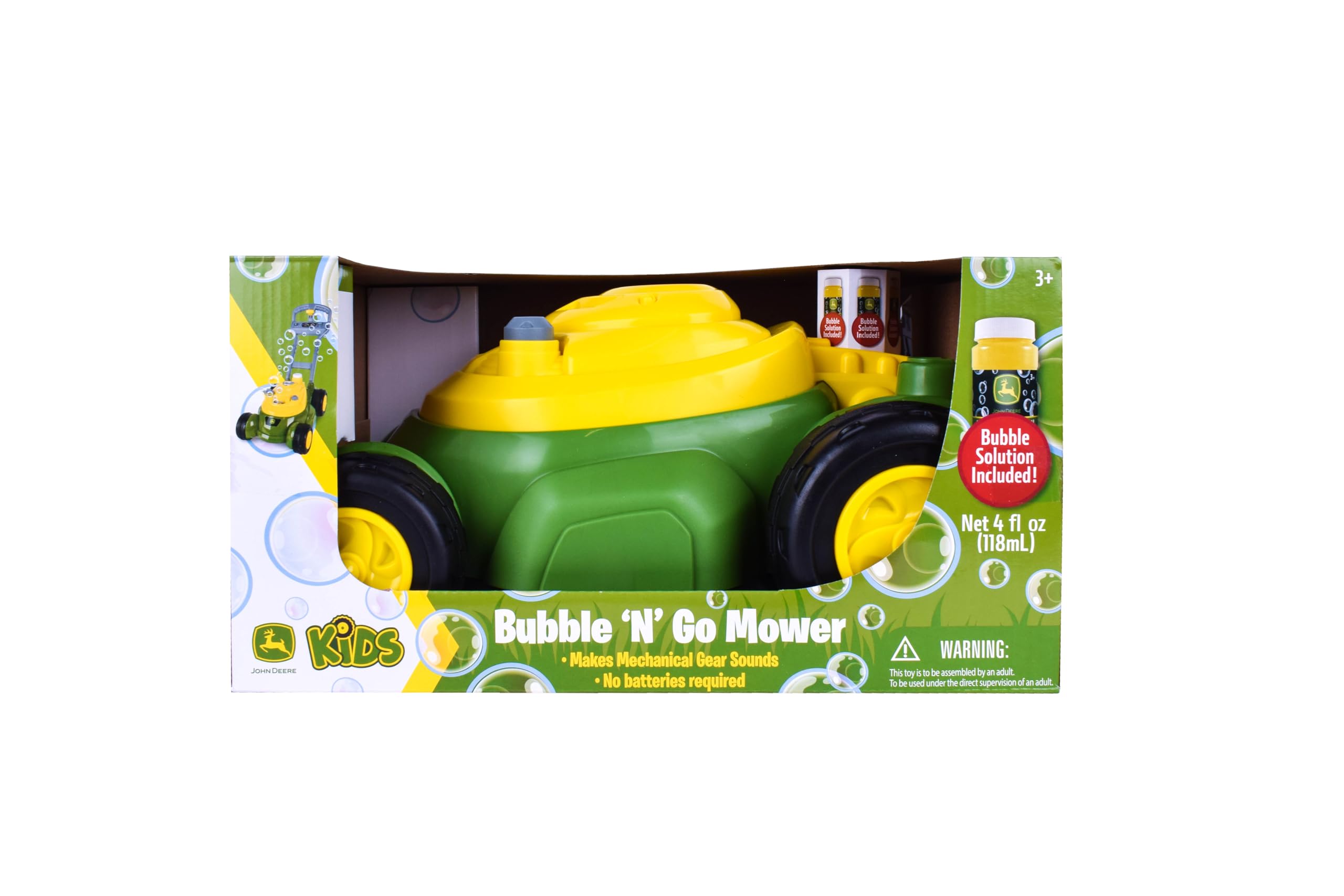 John Deere Bubble Lawn Mower for Toddlers, Bubble Blowing Machines, Indoor and Outdoor Gardening Toy, Birthday, Party Favor for Preschool Girls and Boys, No Batteries Required, 2+ - Image 3
