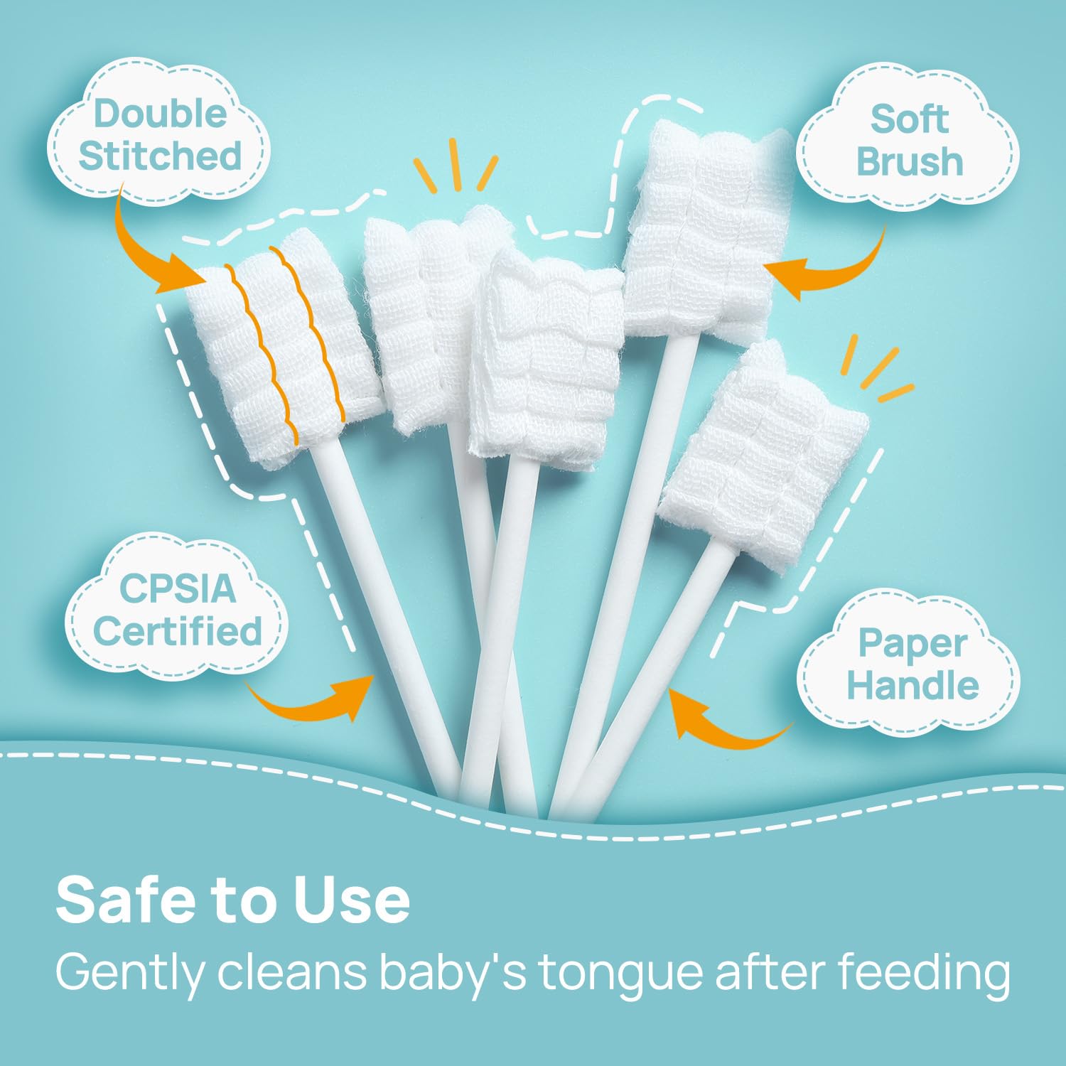 Papablic Baby Tongue Cleaner, Baby Oral Cleaner, Disposable Infant Mouth Cleaner Newborn, Upgrade Gum Cleaner with Paper Handle for Infants Ages 0-2 Years, 40 Pack - Image 5