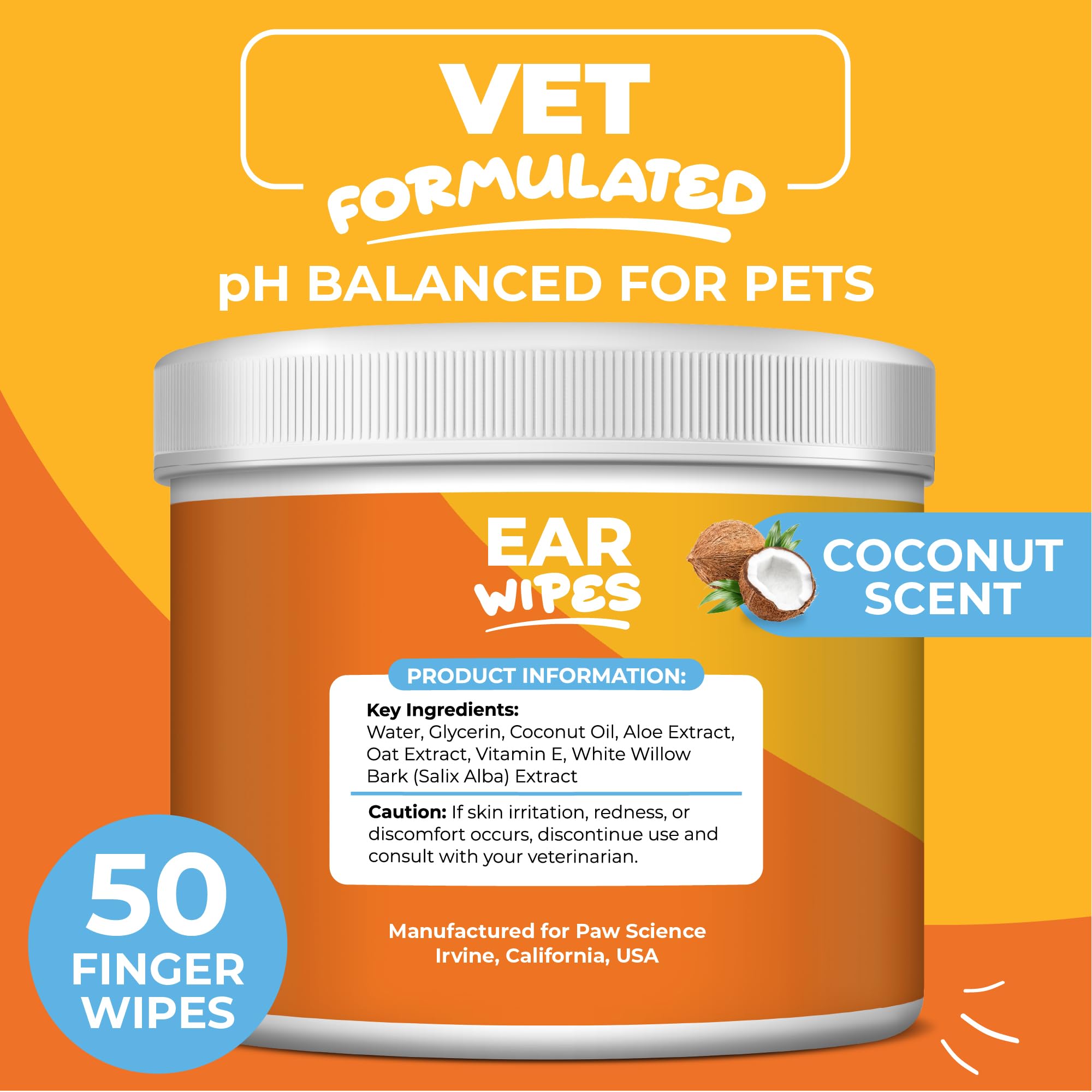 Paw Science Dog Ear Cleaner Wipes – Finger Wipes for Dogs & Cats – Cleaning, Soothing, & Deodorizing Itchy Ears – Pet Ear Relief Solution (Coconut) - Image 7