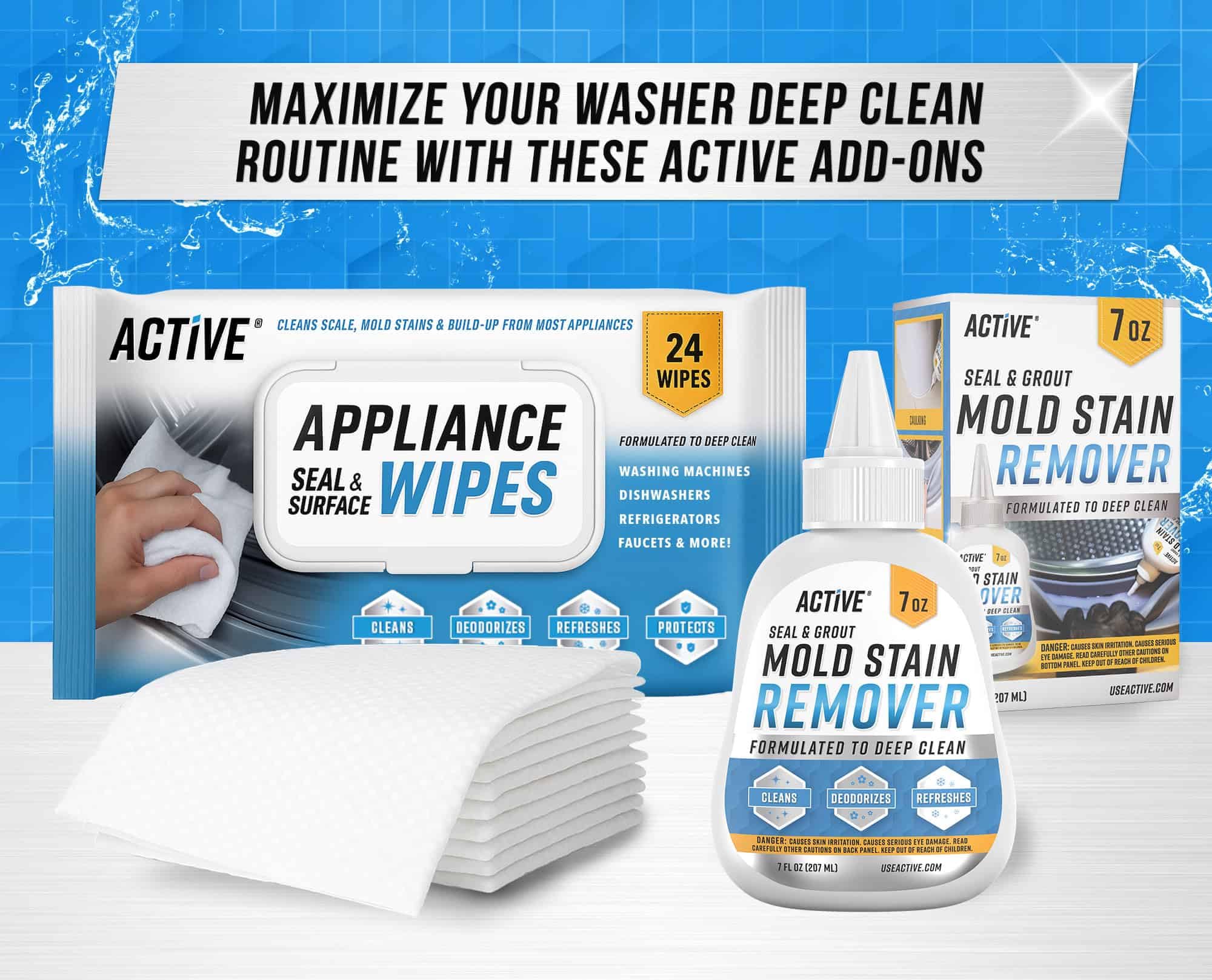 ACTIVE Washing Machine Cleaner for Pet Owners Enzymatic Deep Clean Descaler for Cat & Dog Hair, Urine, Odor, Residue, 24 Septic-Safe Tablets for Top Load, Front Loader, HE Washer Tub - 1 Year Supply - Image 2