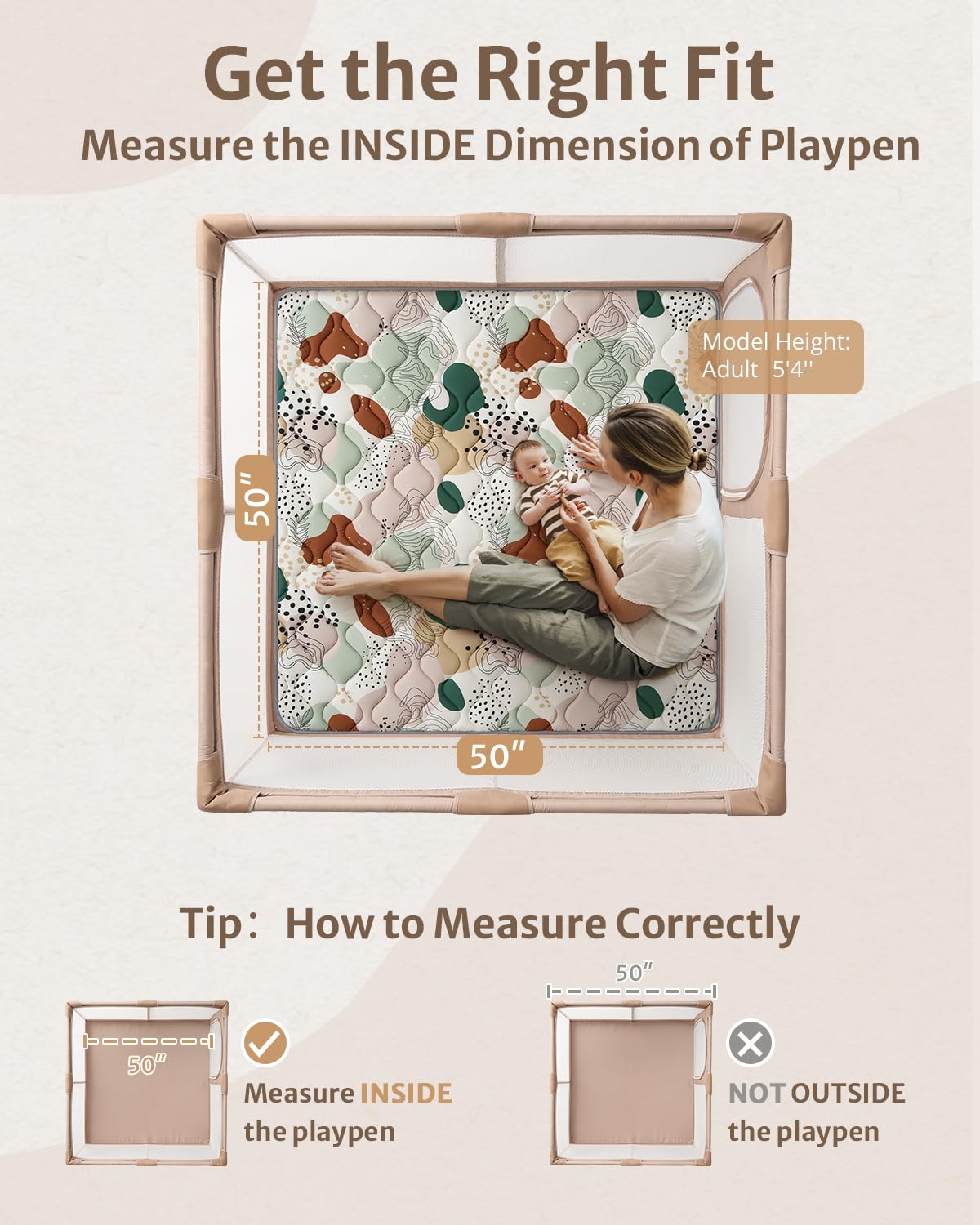 Blissful Diary Baby Play Mats for Floor, 50x50 Inch Crawling Mat for Playpen, Thick Padding Foam Playmats for Babies and Toddlers, Modern Abstract - Image 7