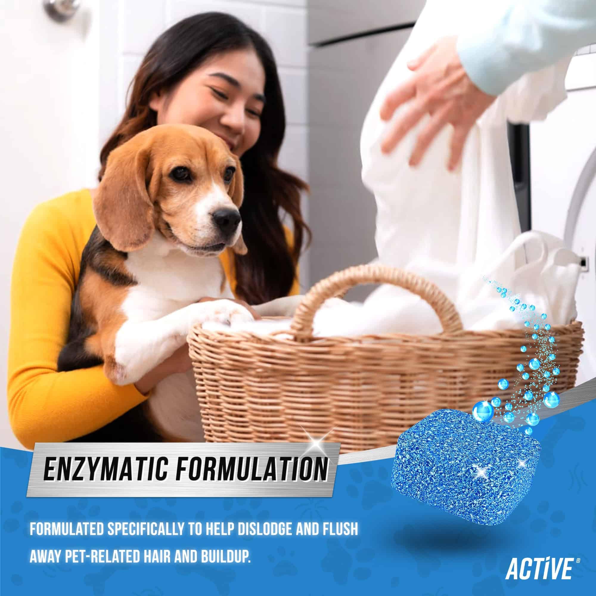 ACTIVE Washing Machine Cleaner for Pet Owners Enzymatic Deep Clean Descaler for Cat & Dog Hair, Urine, Odor, Residue, 24 Septic-Safe Tablets for Top Load, Front Loader, HE Washer Tub - 1 Year Supply - Image 5