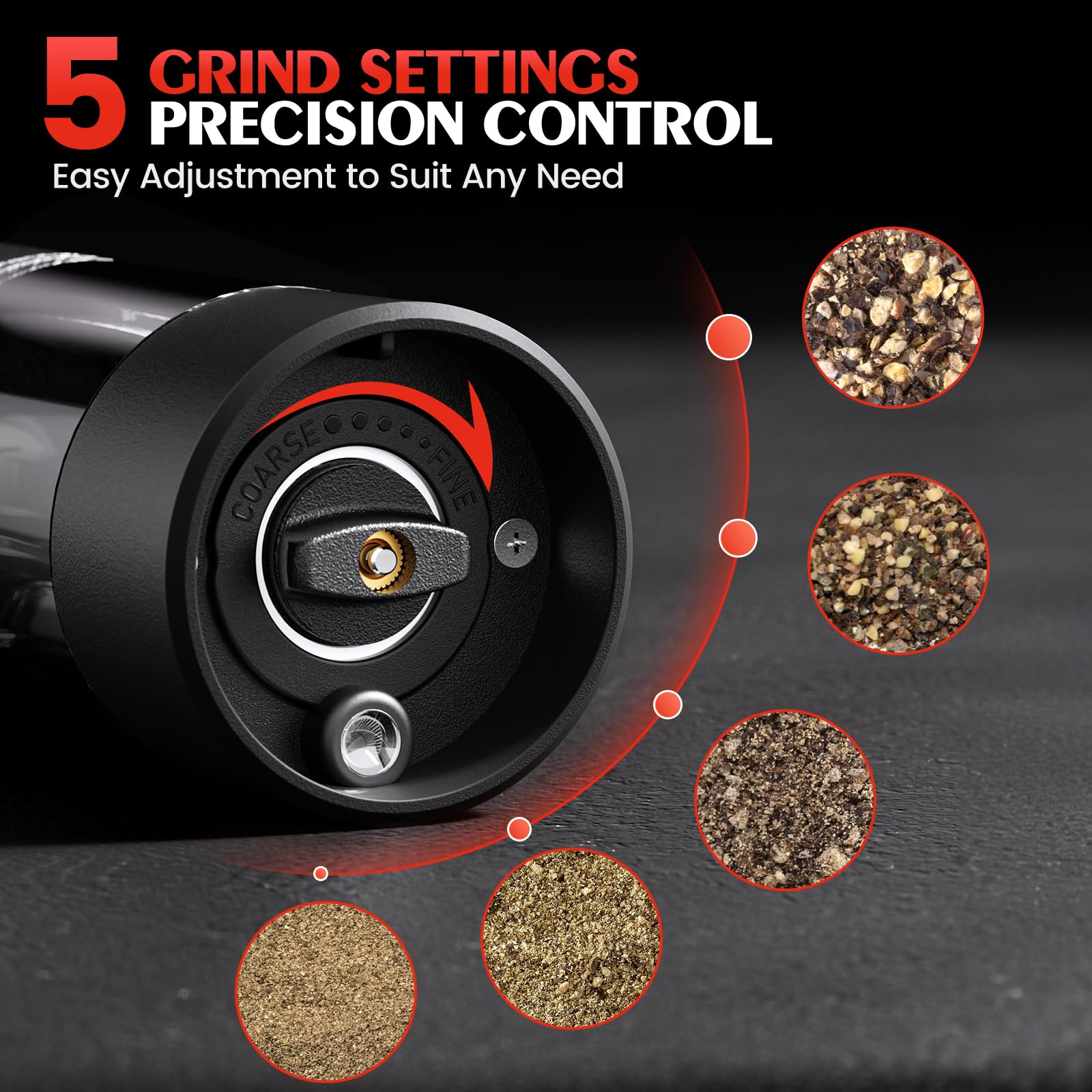Electric Salt and Pepper Grinder Set Automatic Battery Pepper Mill Shakers Adjustable Coarseness Upgraded Larger Capacity with Led Home and Kitchen Appliances Birthday Gifts for Women Mom - Image 7