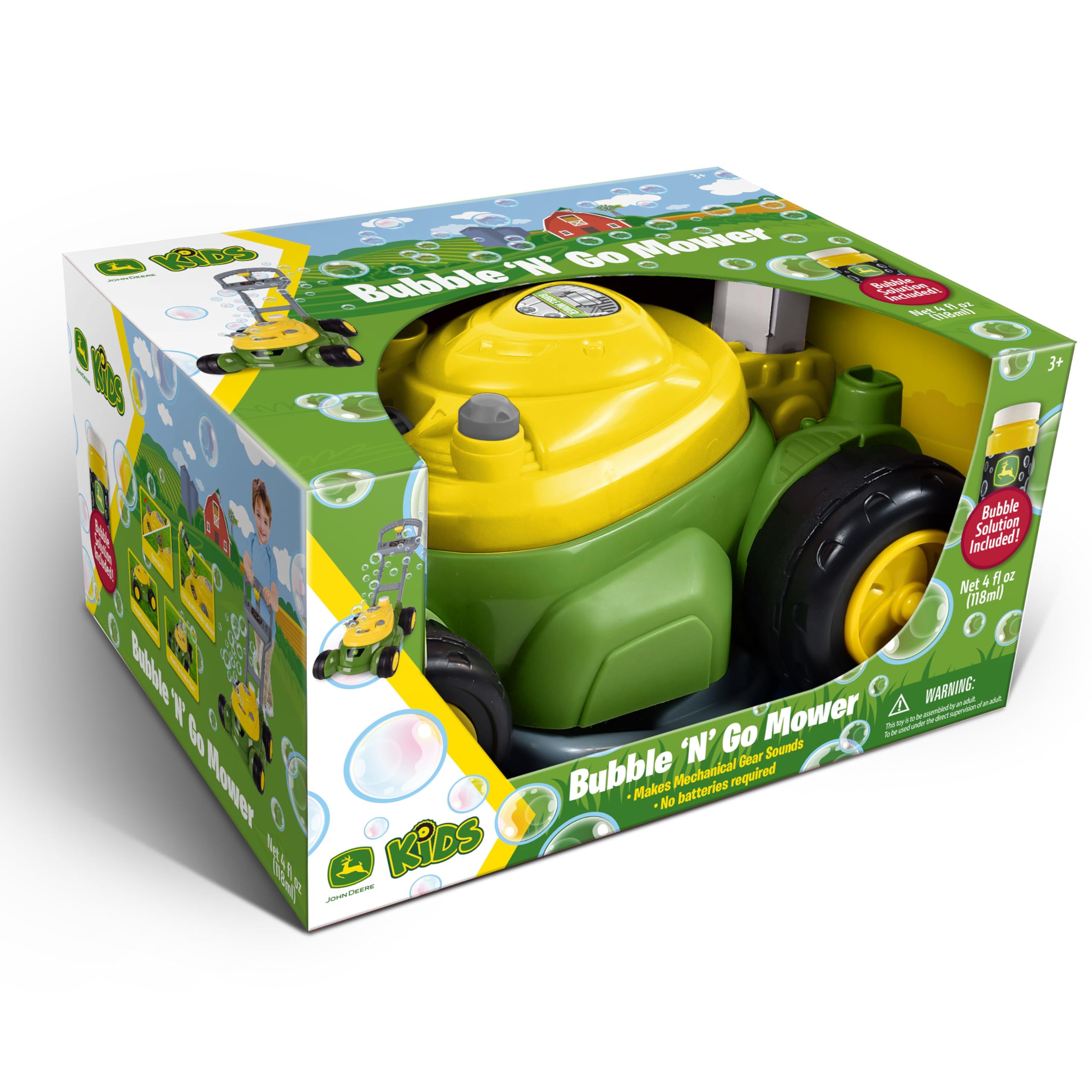John Deere Bubble Lawn Mower for Toddlers, Bubble Blowing Machines, Indoor and Outdoor Gardening Toy, Birthday, Party Favor for Preschool Girls and Boys, No Batteries Required, 2+ - Image 2
