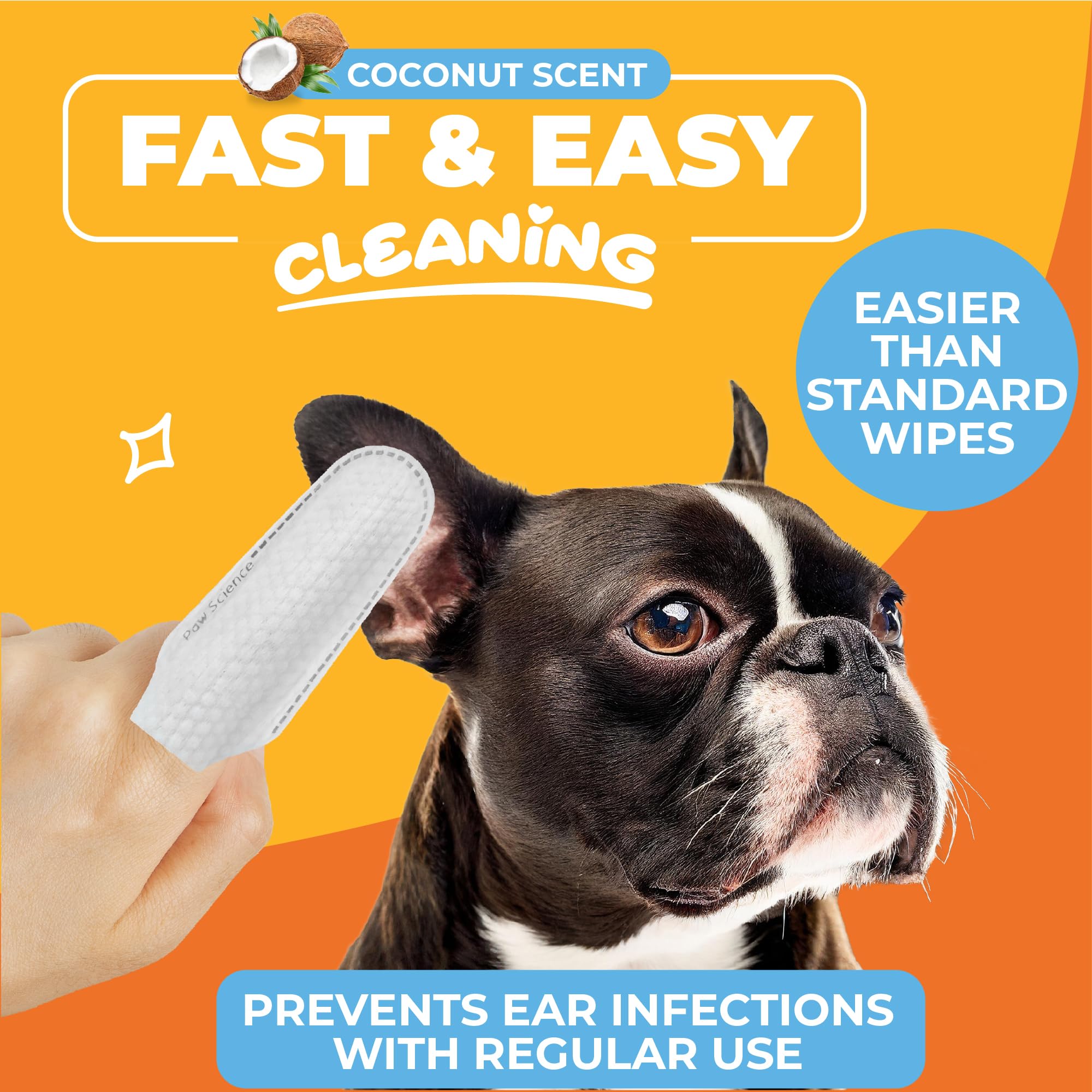 Paw Science Dog Ear Cleaner Wipes – Finger Wipes for Dogs & Cats – Cleaning, Soothing, & Deodorizing Itchy Ears – Pet Ear Relief Solution (Coconut) - Image 9