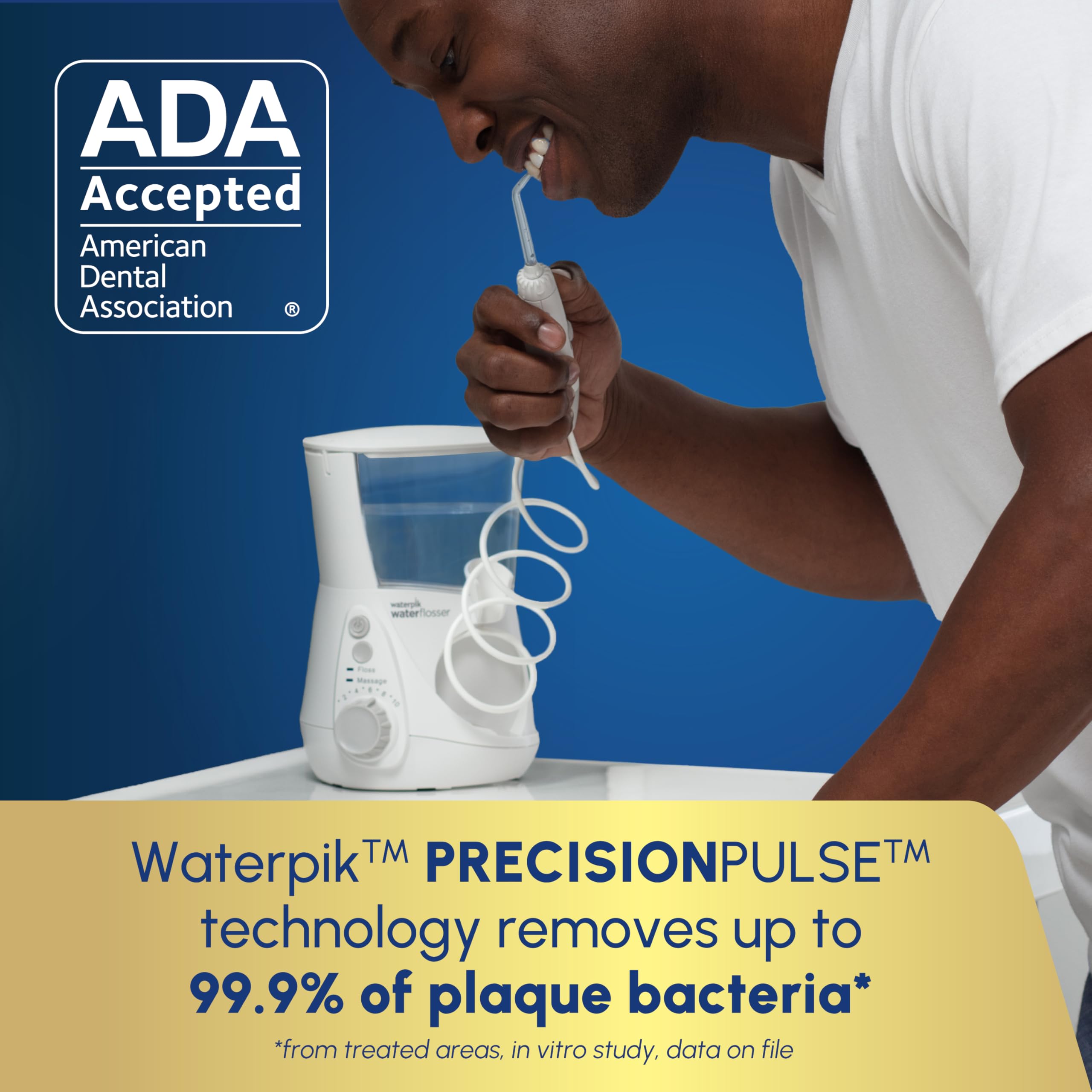 Waterpik Aquarius Water Flosser For Teeth Cleaning, Gums, Braces, Dental Care, Electric Power With 10 Settings, 7 Tips For Multiple Users And Needs, ADA Accepted, White WP-660, Packaging May Vary - Image 9